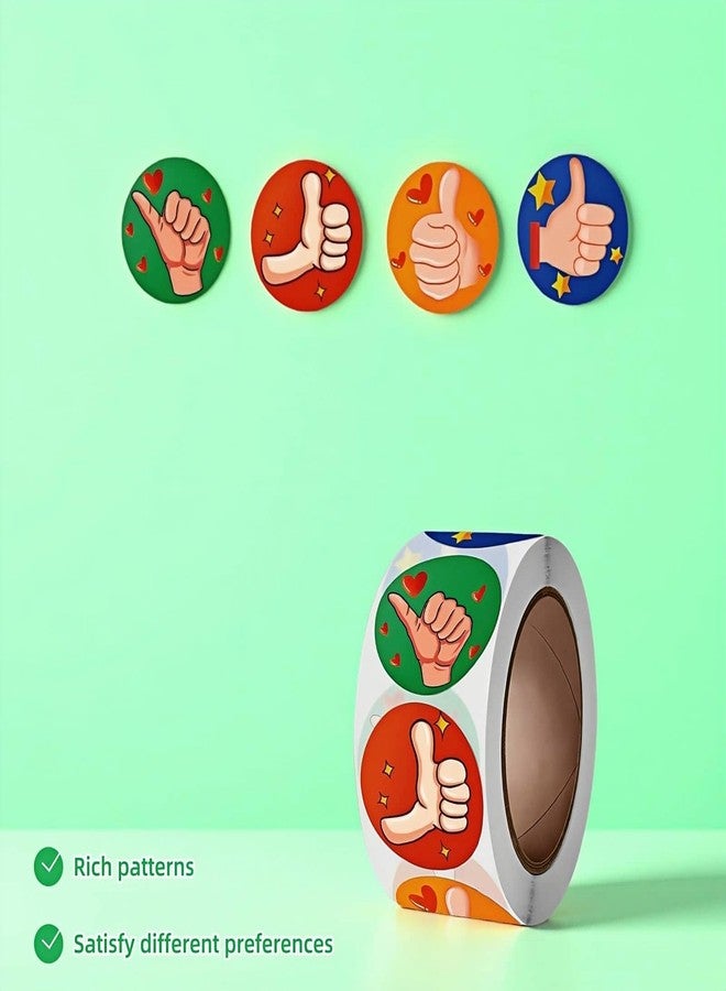 RyanDesign Thumbs Up Reward Stickers, 1 Inch, 500 Pieces, 4 Patterns, Teacher Encouragement Labels & Children's Gift Wrapping - Image 2